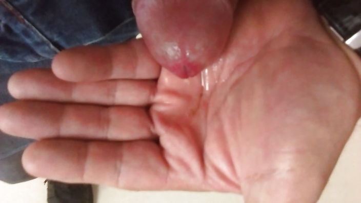 full hand with precum for hungry mouth