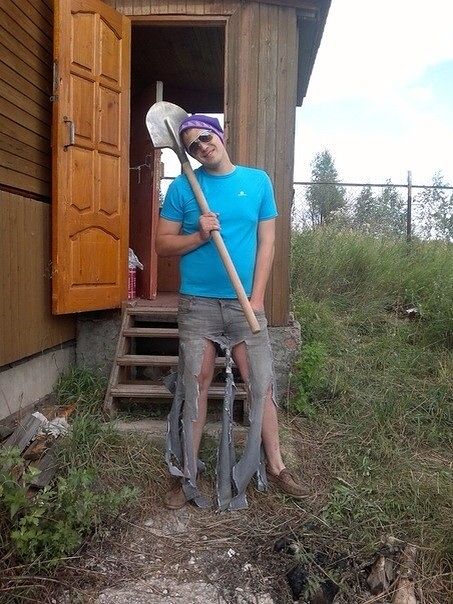 на даче